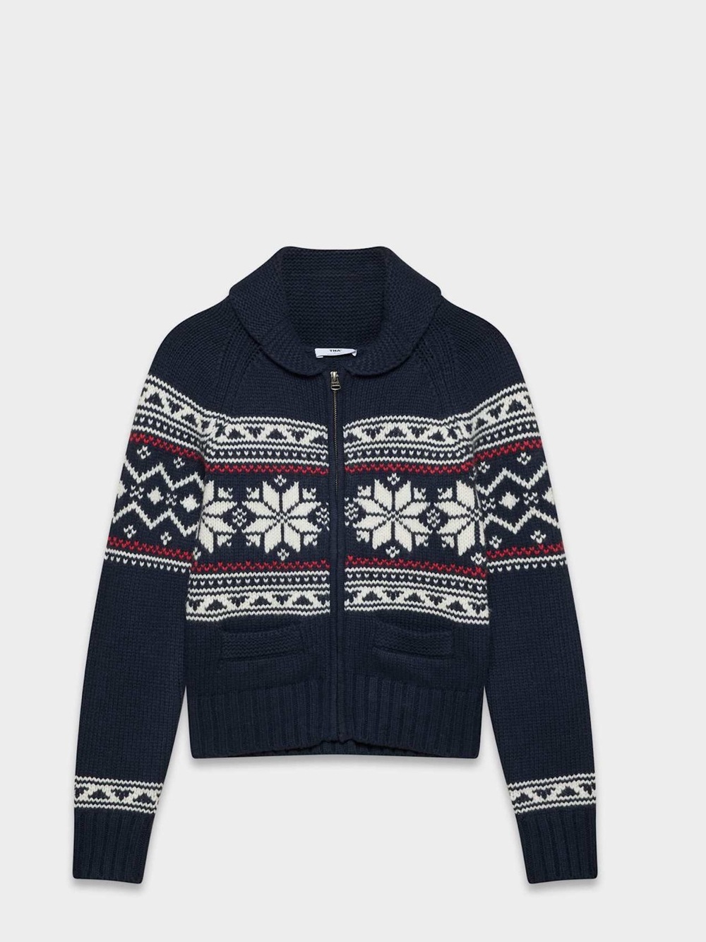 Aritzia TNA Echo Zip-Up knit sweater with a shawl collar wool size small NWT